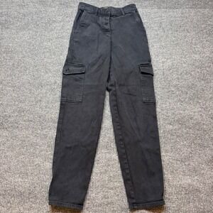 Wilfred Free Aritzia Black Cargo Pants Women Size 0 Button Fly High Rise Utility